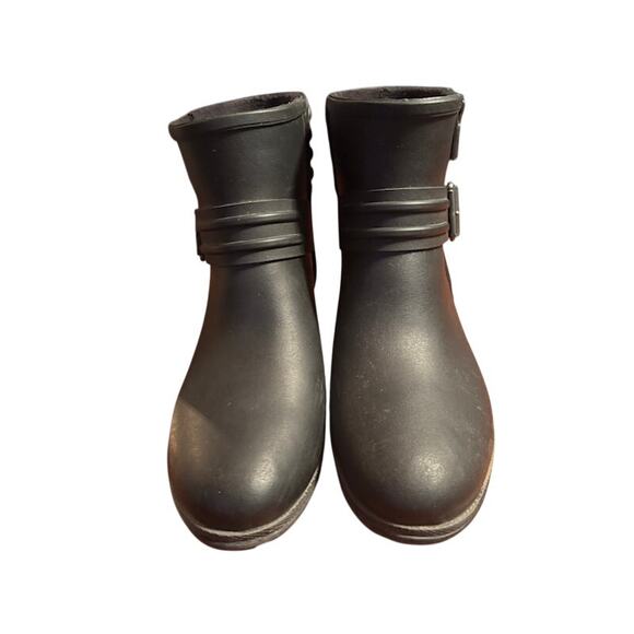 Sperry Top -Sider Black Rain Boots Aerial Beck Motorcycle zip sz 6.5 women's - Picture 3 of 6